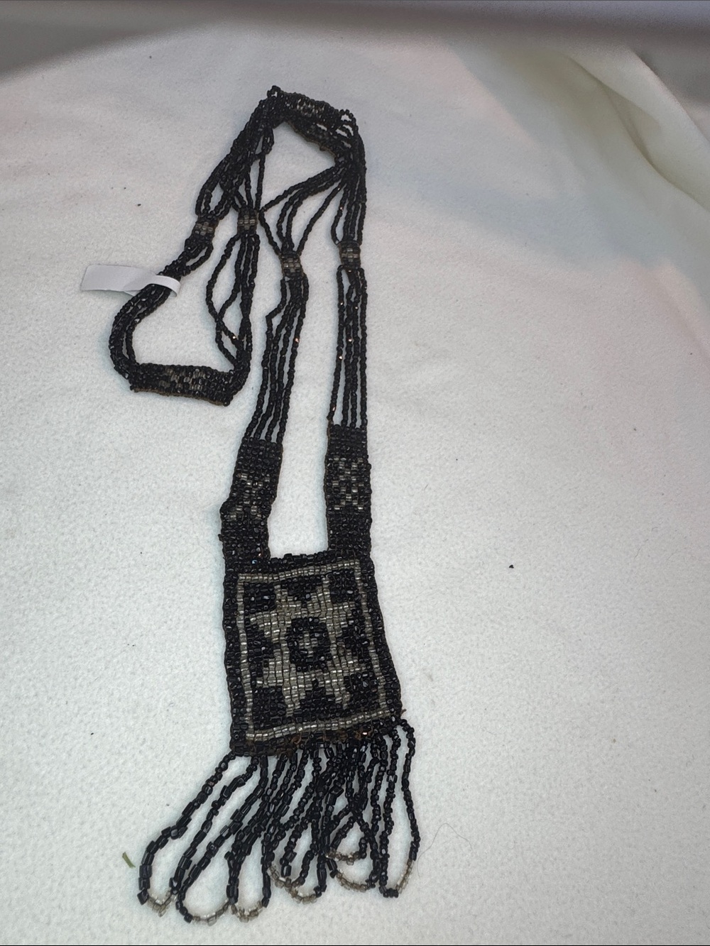Handcrafted black beaded necklace